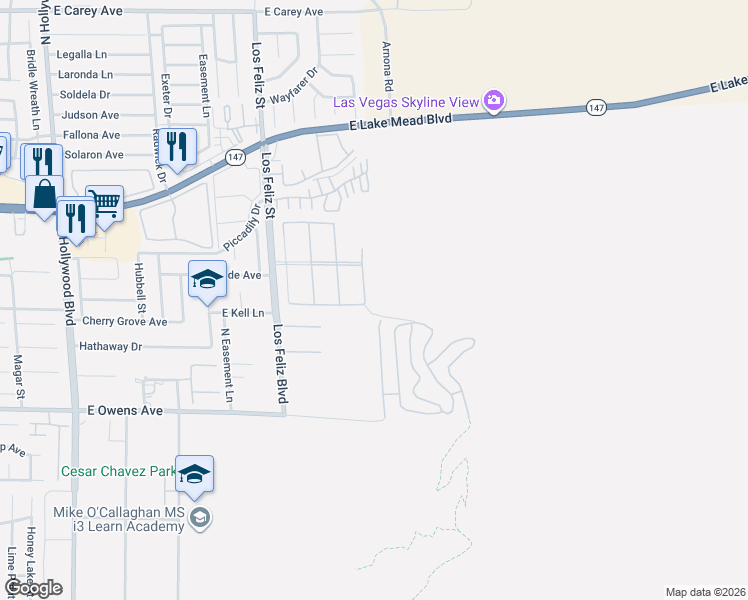 map of restaurants, bars, coffee shops, grocery stores, and more near 7255 Madonna Drive in Las Vegas