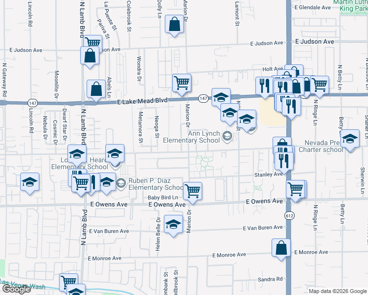 map of restaurants, bars, coffee shops, grocery stores, and more near 4690 Solar Eclipse Drive in Las Vegas