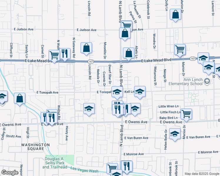 map of restaurants, bars, coffee shops, grocery stores, and more near 4230 East Tonopah Avenue in Las Vegas