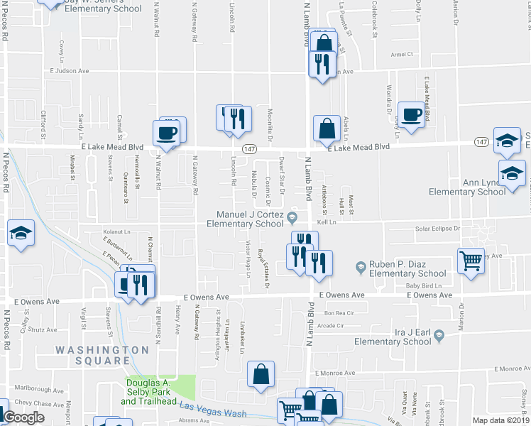 map of restaurants, bars, coffee shops, grocery stores, and more near 4166 Hapsburg Court in Las Vegas