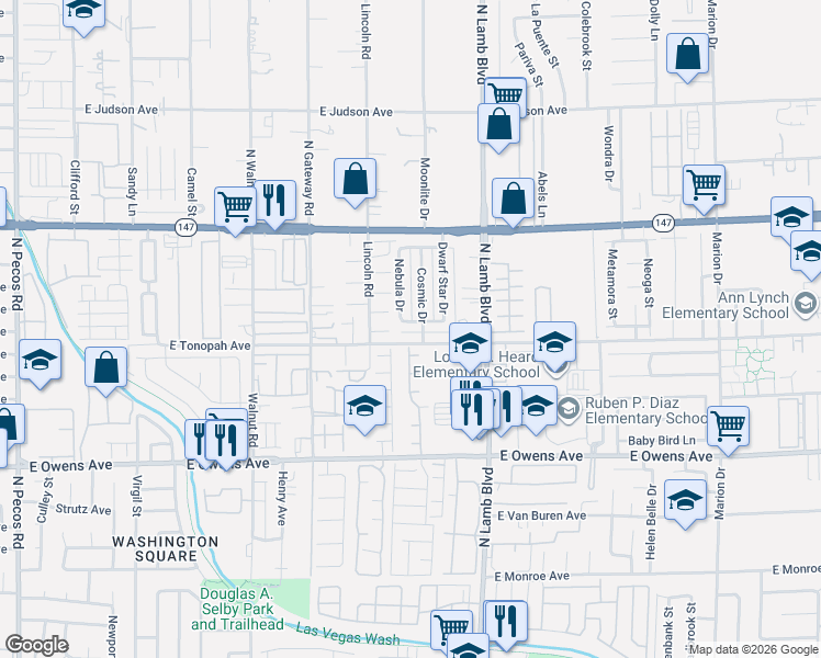 map of restaurants, bars, coffee shops, grocery stores, and more near 4166 Hapsburg Court in Las Vegas