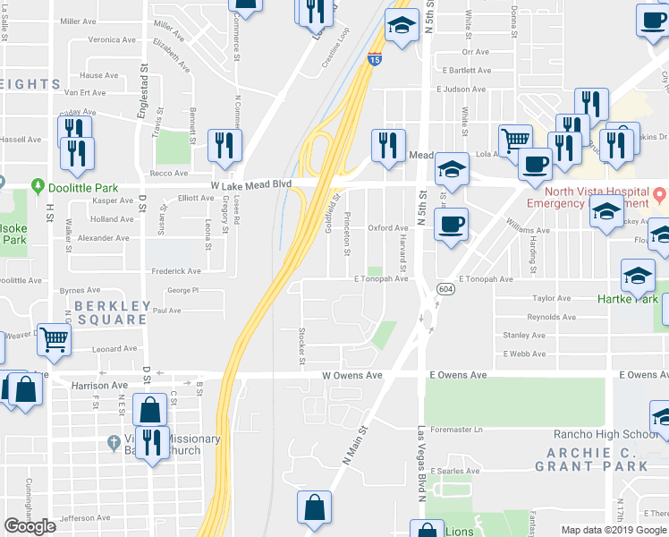 map of restaurants, bars, coffee shops, grocery stores, and more near 3 West Tonopah Avenue in North Las Vegas
