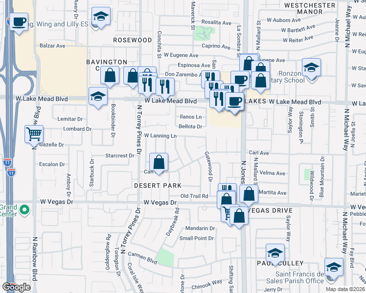 map of restaurants, bars, coffee shops, grocery stores, and more near 1816 Blackhawk Road in Las Vegas