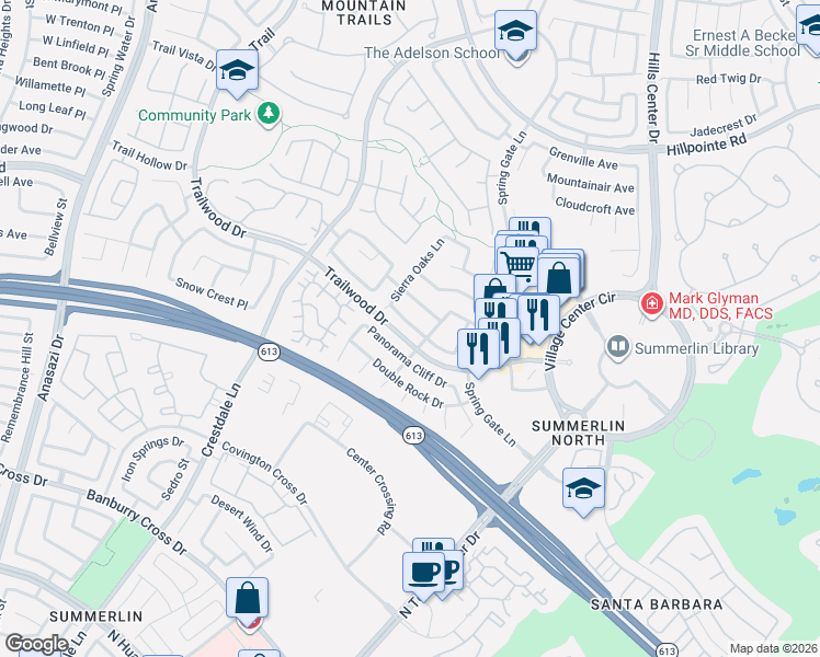 map of restaurants, bars, coffee shops, grocery stores, and more near 9733 Ridge Creek Place in Las Vegas