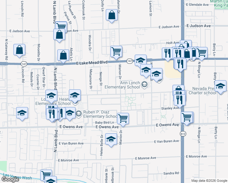 map of restaurants, bars, coffee shops, grocery stores, and more near 1815 Verde Mirada Drive in Las Vegas