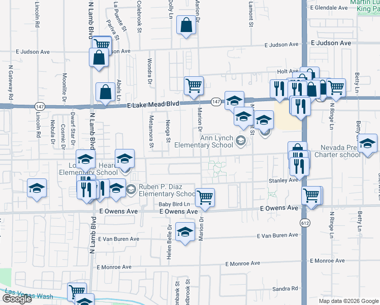 map of restaurants, bars, coffee shops, grocery stores, and more near 1815 Verde Mirada Drive in Las Vegas
