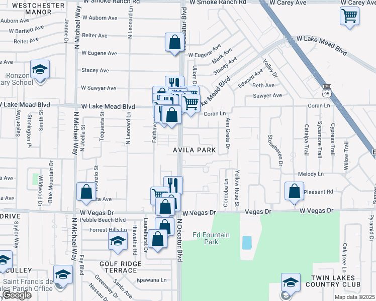 map of restaurants, bars, coffee shops, grocery stores, and more near in Las Vegas