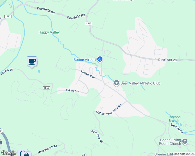 map of restaurants, bars, coffee shops, grocery stores, and more near 160 Kellwood Drive in Boone