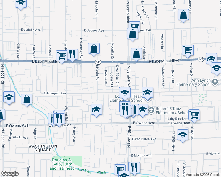 map of restaurants, bars, coffee shops, grocery stores, and more near 4166 Hapsburg Court in Las Vegas