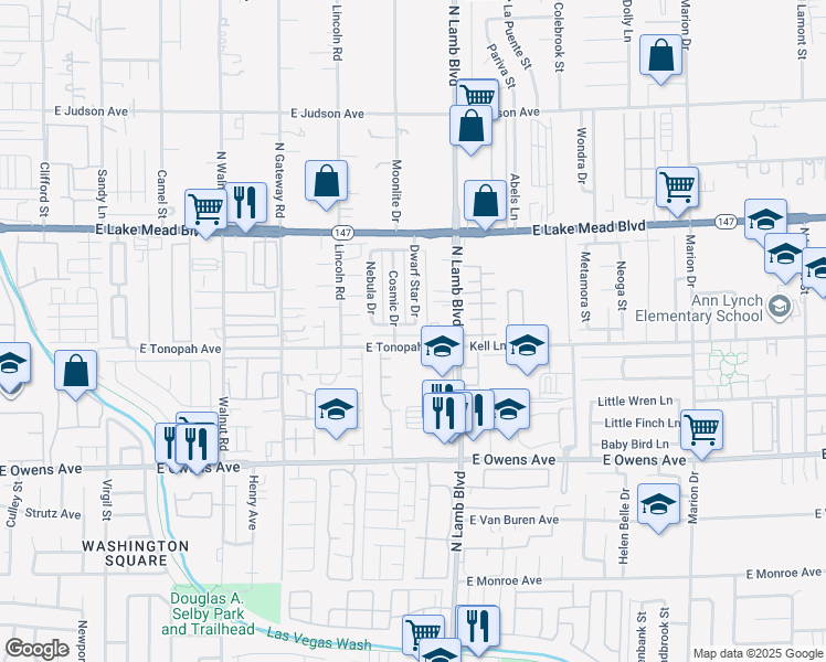 map of restaurants, bars, coffee shops, grocery stores, and more near 4221 Terrestrial Drive in Las Vegas