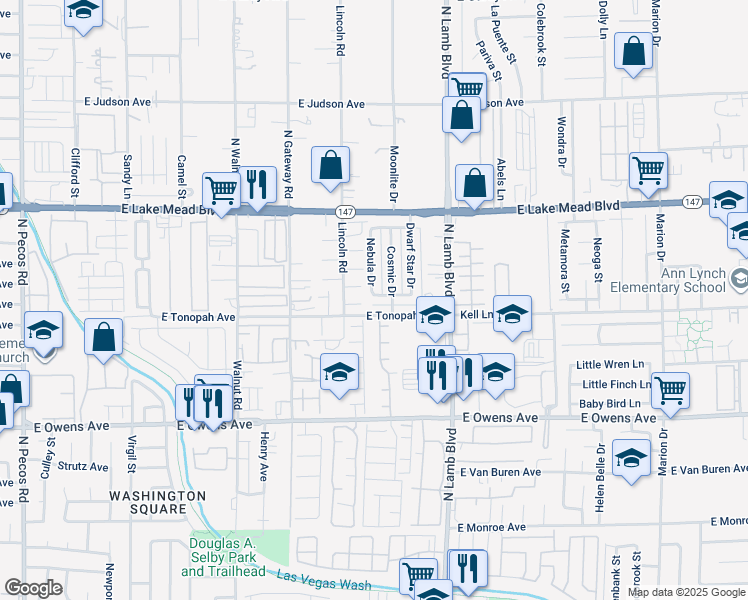 map of restaurants, bars, coffee shops, grocery stores, and more near in Las Vegas