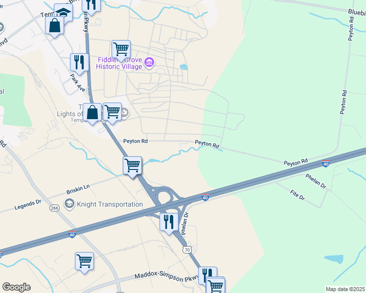map of restaurants, bars, coffee shops, grocery stores, and more near 200 Peyton Court in Lebanon