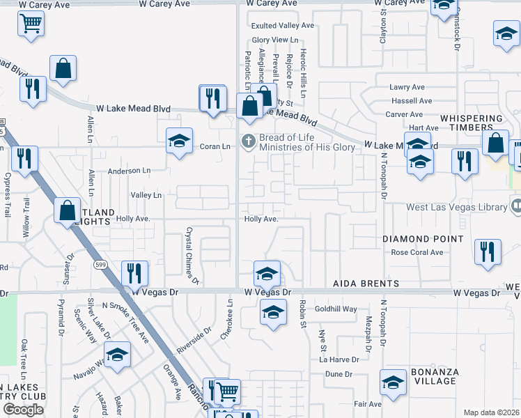 map of restaurants, bars, coffee shops, grocery stores, and more near 1925 Hodgenville Street in Las Vegas