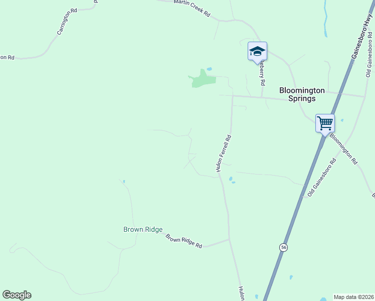 map of restaurants, bars, coffee shops, grocery stores, and more near 6372 Sulfur Ridge Road in Bloomington Springs