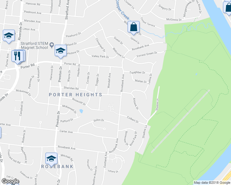 map of restaurants, bars, coffee shops, grocery stores, and more near 2505 Sheridan Road in Nashville