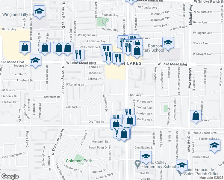 map of restaurants, bars, coffee shops, grocery stores, and more near 1809 Crownhaven Court in Las Vegas