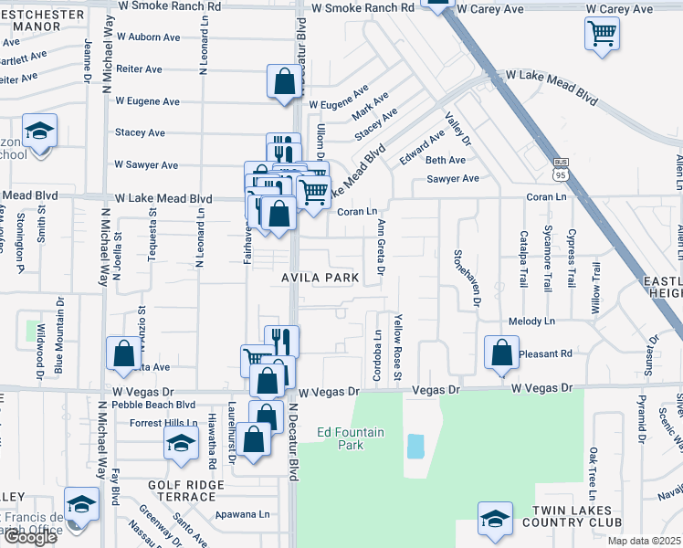 map of restaurants, bars, coffee shops, grocery stores, and more near 1844 North Decatur Boulevard in Las Vegas
