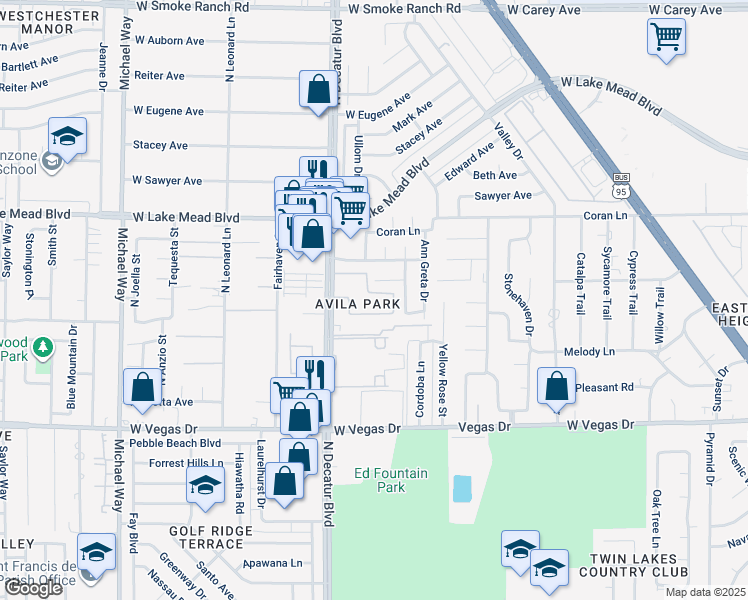 map of restaurants, bars, coffee shops, grocery stores, and more near 1846 North Decatur Boulevard in Las Vegas