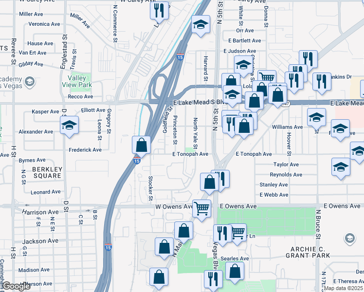 map of restaurants, bars, coffee shops, grocery stores, and more near 108 East Tonopah Avenue in North Las Vegas
