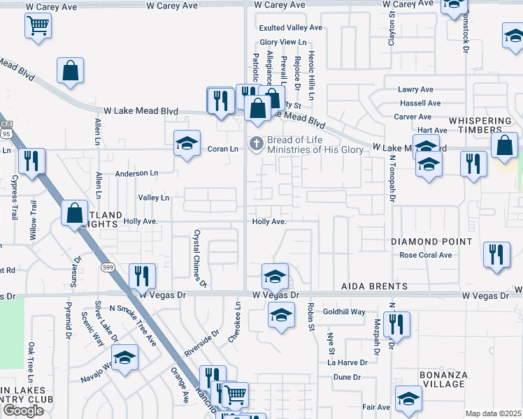 map of restaurants, bars, coffee shops, grocery stores, and more near 2621 Adelante Avenue in Las Vegas