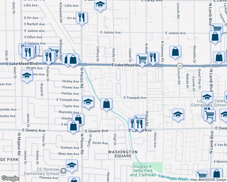 map of restaurants, bars, coffee shops, grocery stores, and more near 1865 North Luna Alegre Street in Las Vegas