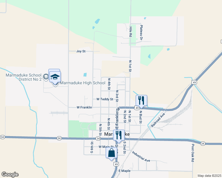 map of restaurants, bars, coffee shops, grocery stores, and more near 700 4th Avenue North in Marmaduke