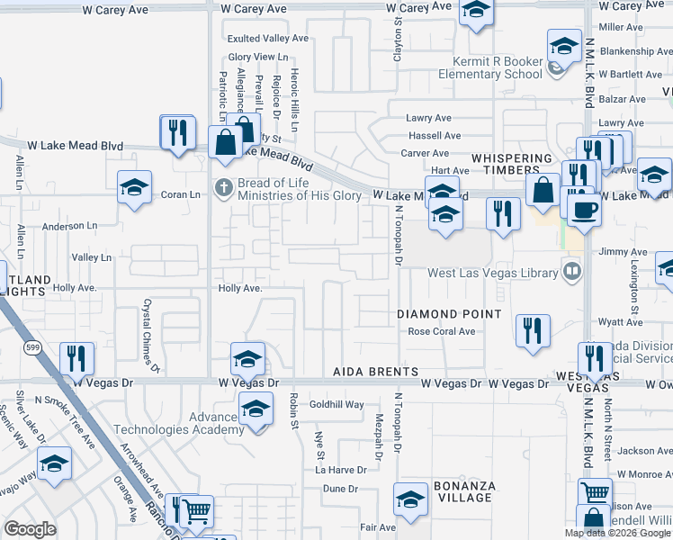 map of restaurants, bars, coffee shops, grocery stores, and more near 2309 Daisy Hill Avenue in Las Vegas