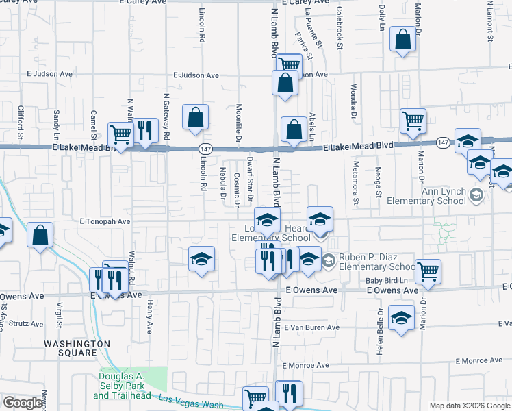 map of restaurants, bars, coffee shops, grocery stores, and more near 1830 Dwarf Star Drive in Las Vegas
