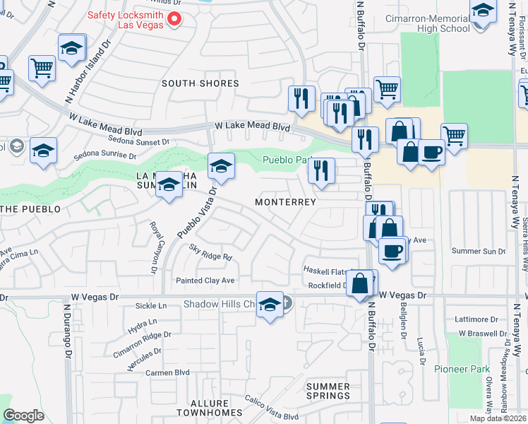 map of restaurants, bars, coffee shops, grocery stores, and more near 7837 Fort Ruby Place in Las Vegas