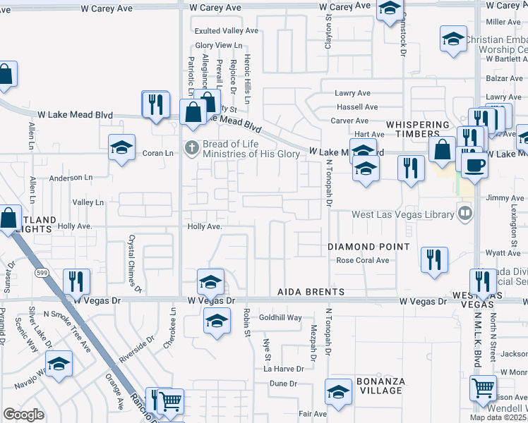 map of restaurants, bars, coffee shops, grocery stores, and more near 2417 Daisy Hill Avenue in Las Vegas