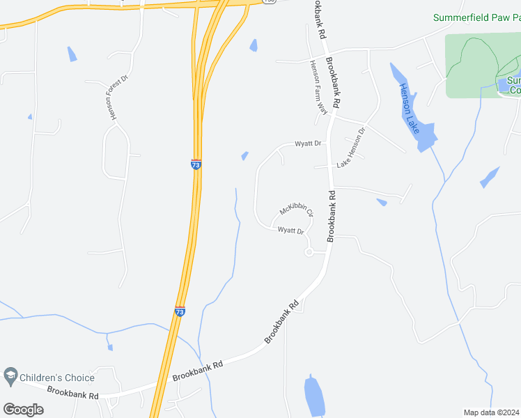 map of restaurants, bars, coffee shops, grocery stores, and more near 7240 Wyatt Drive in Summerfield