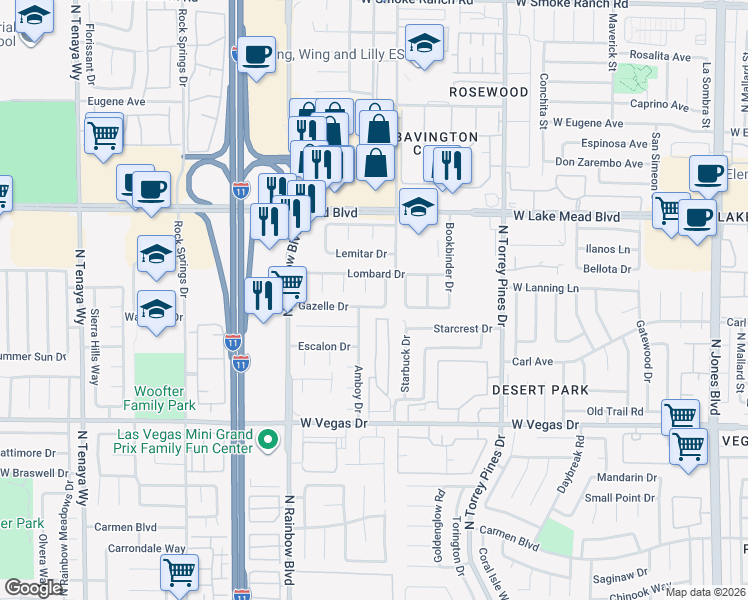 map of restaurants, bars, coffee shops, grocery stores, and more near 1921 Krypton Circle in Las Vegas