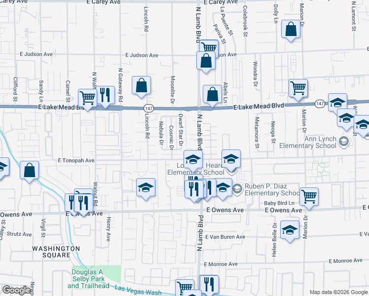 map of restaurants, bars, coffee shops, grocery stores, and more near 1830 Dwarf Star Drive in Las Vegas