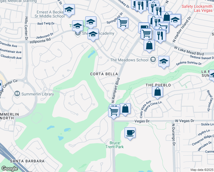 map of restaurants, bars, coffee shops, grocery stores, and more near in Las Vegas