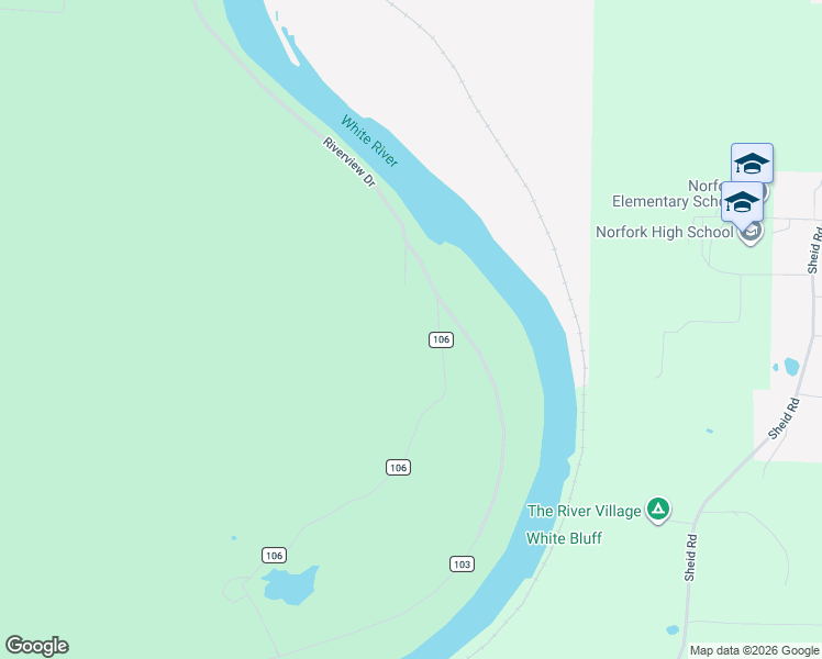 map of restaurants, bars, coffee shops, grocery stores, and more near 85 County Road 106 in Norfork