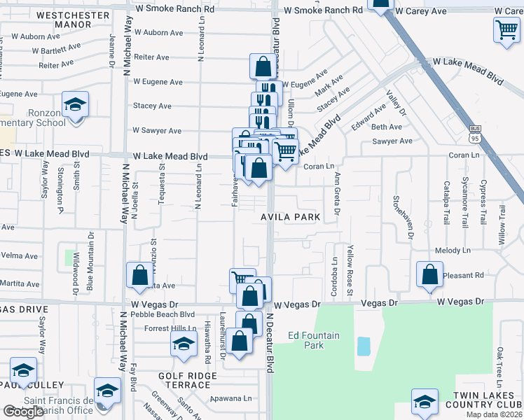 map of restaurants, bars, coffee shops, grocery stores, and more near 1859 North Decatur Boulevard in Las Vegas