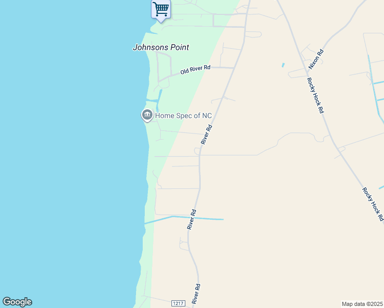 map of restaurants, bars, coffee shops, grocery stores, and more near 235 River Road in Edenton