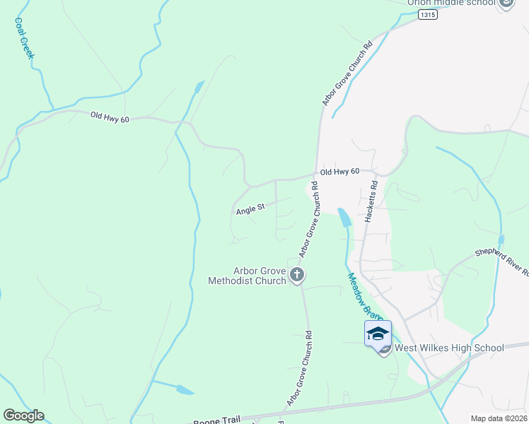 map of restaurants, bars, coffee shops, grocery stores, and more near 2157 Old Highway 60 in Purlear