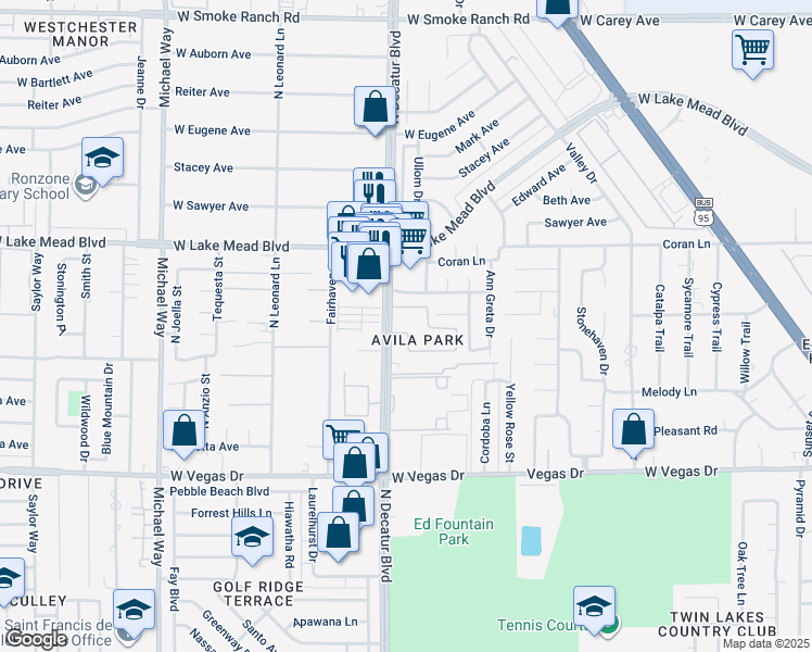 map of restaurants, bars, coffee shops, grocery stores, and more near 1860 North Decatur Boulevard in Las Vegas
