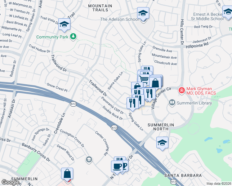 map of restaurants, bars, coffee shops, grocery stores, and more near 9824 Aspen Grove Place in Las Vegas