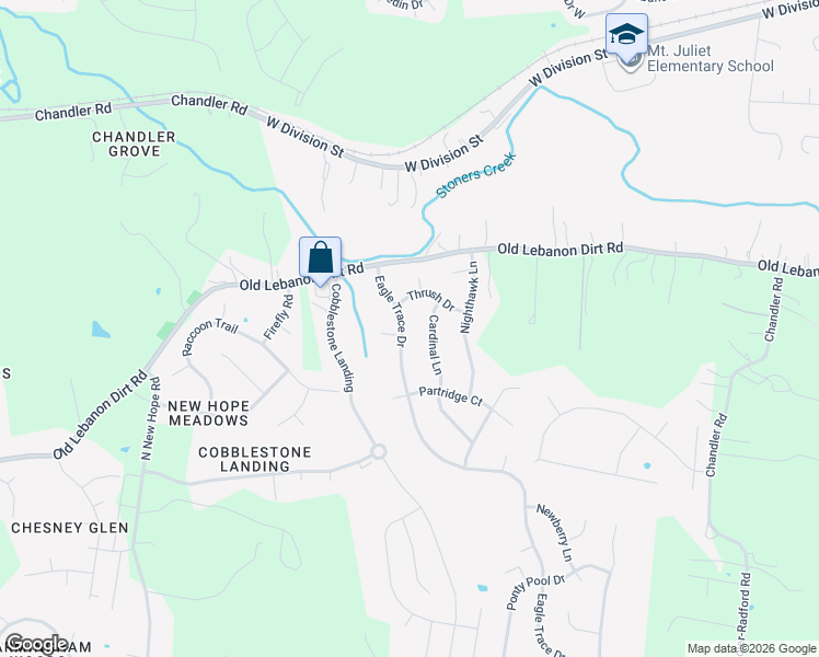 map of restaurants, bars, coffee shops, grocery stores, and more near 1617 Eagle Trace Drive in Mount Juliet