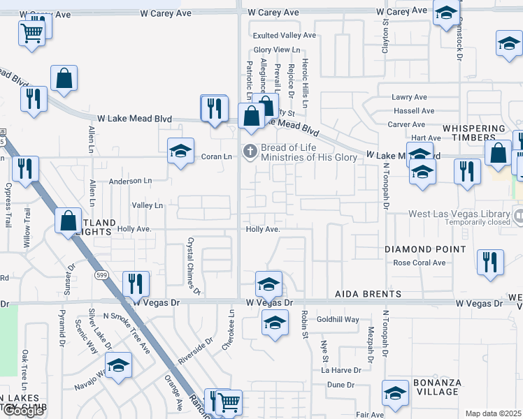 map of restaurants, bars, coffee shops, grocery stores, and more near 2678 Adelante Avenue in Las Vegas
