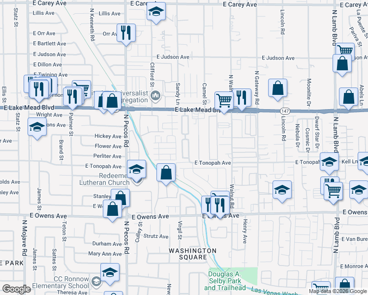 map of restaurants, bars, coffee shops, grocery stores, and more near 1865 North Luna Alegre Street in Las Vegas