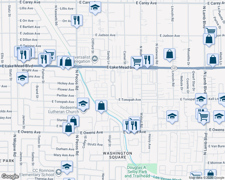 map of restaurants, bars, coffee shops, grocery stores, and more near 1865 North Luna Alegre Street in Las Vegas