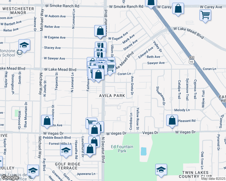 map of restaurants, bars, coffee shops, grocery stores, and more near 1854 North Decatur Boulevard in Las Vegas