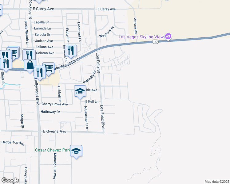 map of restaurants, bars, coffee shops, grocery stores, and more near 1879 Racine Drive in Las Vegas