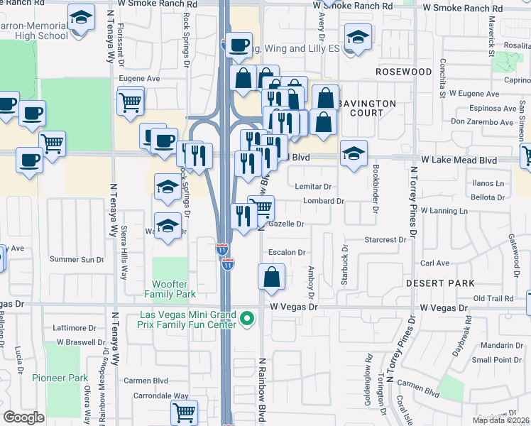 map of restaurants, bars, coffee shops, grocery stores, and more near 1912 Harvest Drive in Las Vegas