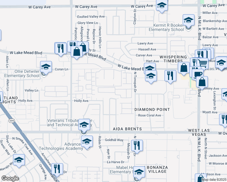map of restaurants, bars, coffee shops, grocery stores, and more near 2304 Shady Hill Avenue in Las Vegas