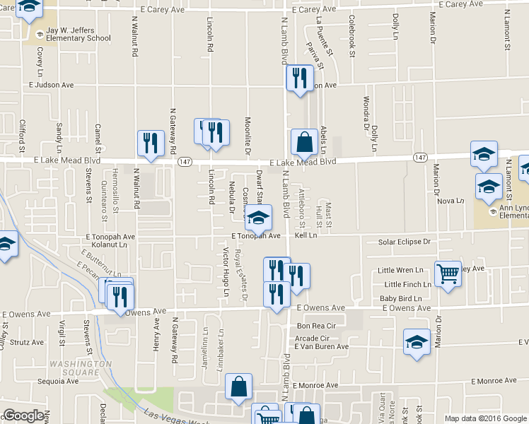 map of restaurants, bars, coffee shops, grocery stores, and more near 1872 Dwarf Star Drive in Las Vegas