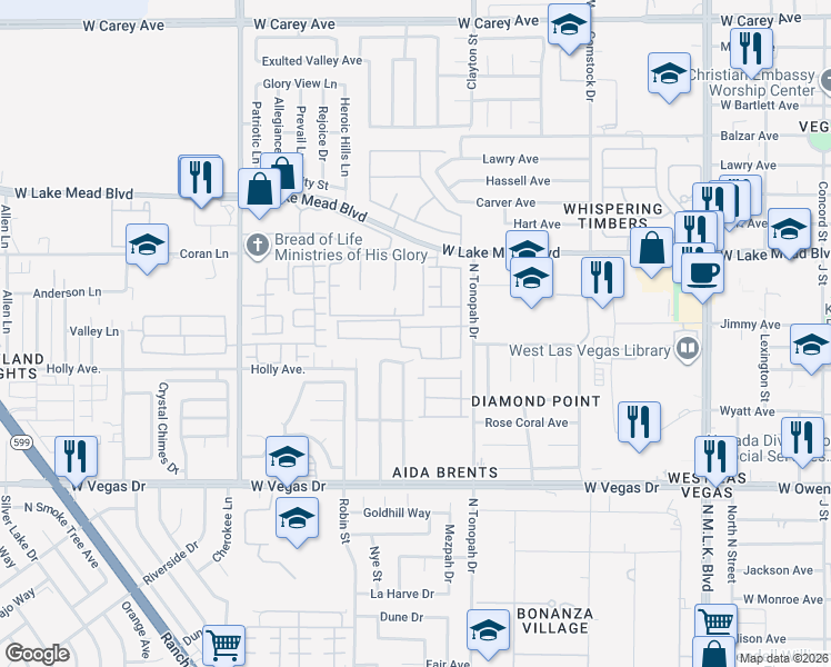 map of restaurants, bars, coffee shops, grocery stores, and more near 2217 Saxton Hill Avenue in Las Vegas